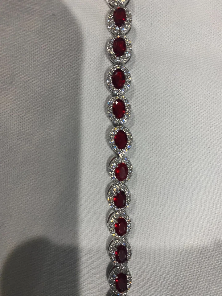 Pulsera Mujer Circón Cúbico Color Rojo Talla 6" Foto 3 de 4