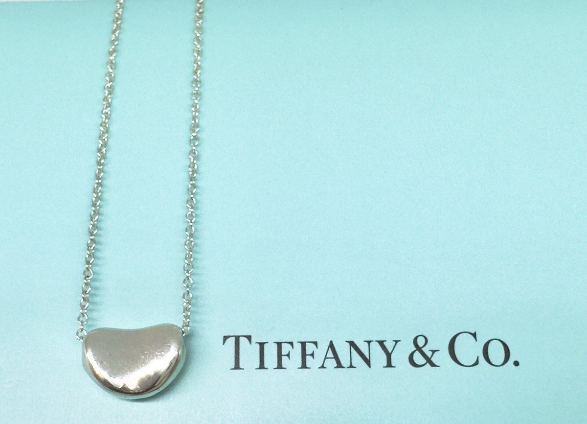 TIFFANY Co Elsa Peretti small mini bean 925 sterling silver necklace