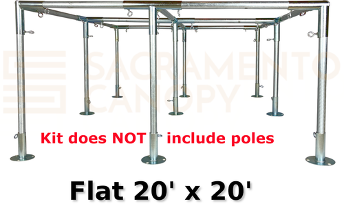 20' Wide Low Peak or Flat Roof Canopy Fittings Kits, DIY Greenhouse & Carport - Picture 5 of 43