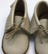 Vintage Tan Infant Baby Moccasins shoes size see measurements