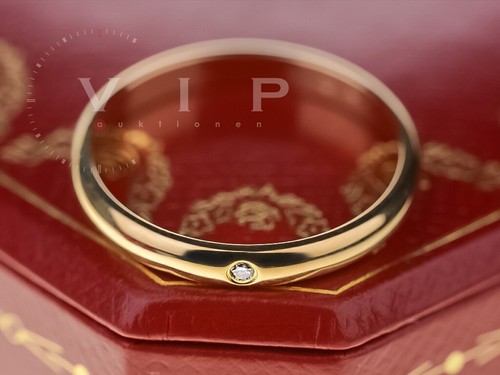 CARTIER 1895 TRAURING 18K GOLD & DIAMANT EHERING WEDDING BAND RING 1 DIAMOND °54 - Bild 6 von 10