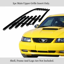 Fits 1999-2004 Ford Mustang V6 V8 GT With Logo Show Black Billet Grille Insert