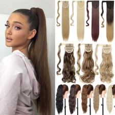 Hair Wrap Around Ponytail Clip In Pony Tail as human Extensions Straight Curly