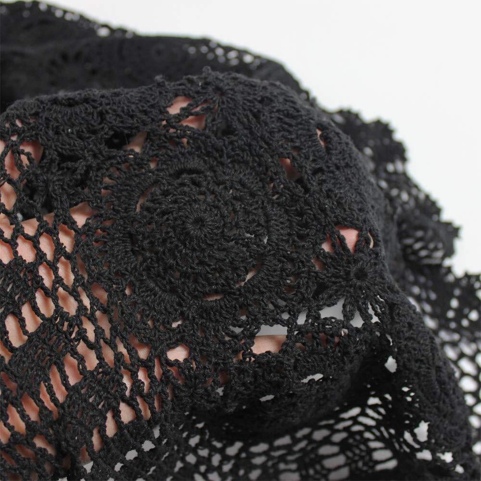 Cotton Handmade Crochet Lace Table Runner Black Rectangle Coffee Table