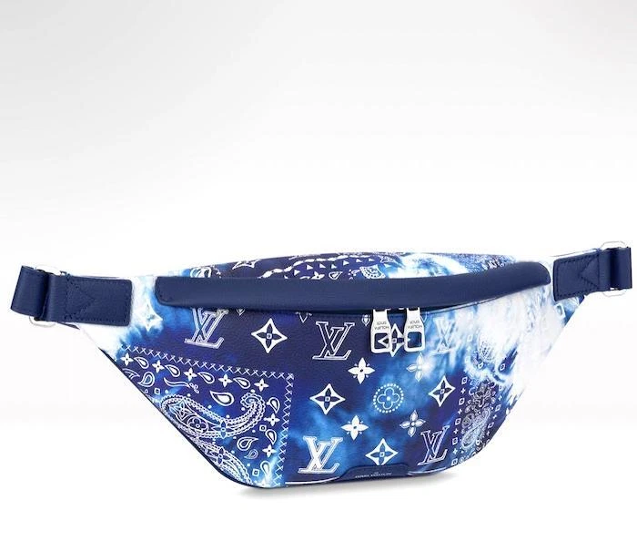 Louis Vuitton Discovery Waist Bag PM Bandana Blue Crossbody M20587 Auth LV  New