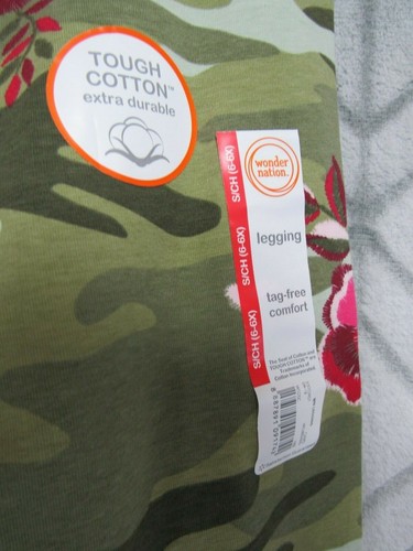 New Wonder Nation Leggings Size S 6-6X Girls Green Camo Red Floral School Play - Picture 2 of 3