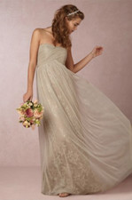 NWT Donna Morgan Sweetheart Rose Strapless Drape Bodice Lace Tulle Gown 52 Sz14