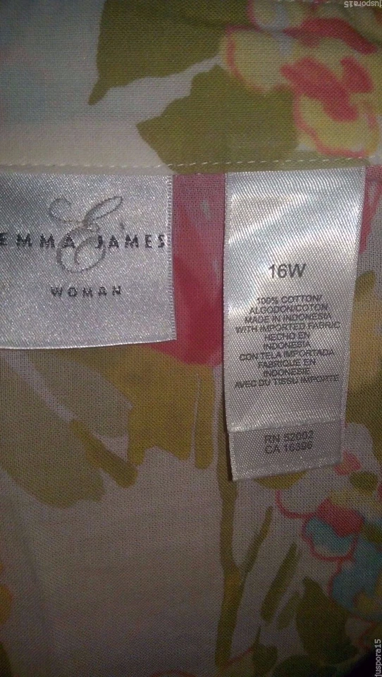 Camisa Blusa Top Mujer Emma James Talla 16W Multicolor Floral Foto 2 de 3