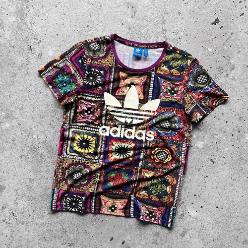 Adidas Originals Full Printed Short Sleeve Crew Neck T-Shirt Big Logo Size - M - Picture 3 of 7