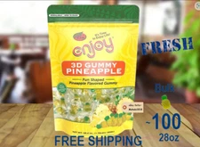 100CT Gummy PINEAPPLE Flavor 3D Shaped Soft Candy Gummies 1.76Lb Enjoy Hawaii
