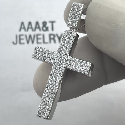 925 Solid Sterling Silver Cubic Zirconia Cross Pendant | eBay