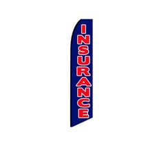 Insurance Blue Swooper Flutter Feather Flag  3ft W x 11.5ft Tall