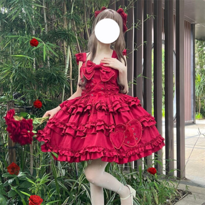 Japanese women Lolita Gothic cute ruffled High waist dress princess | eBay