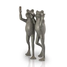 Aluminum Selfie Frog Friends Garden Sculpture Statues Nature & Whimsy D�cor