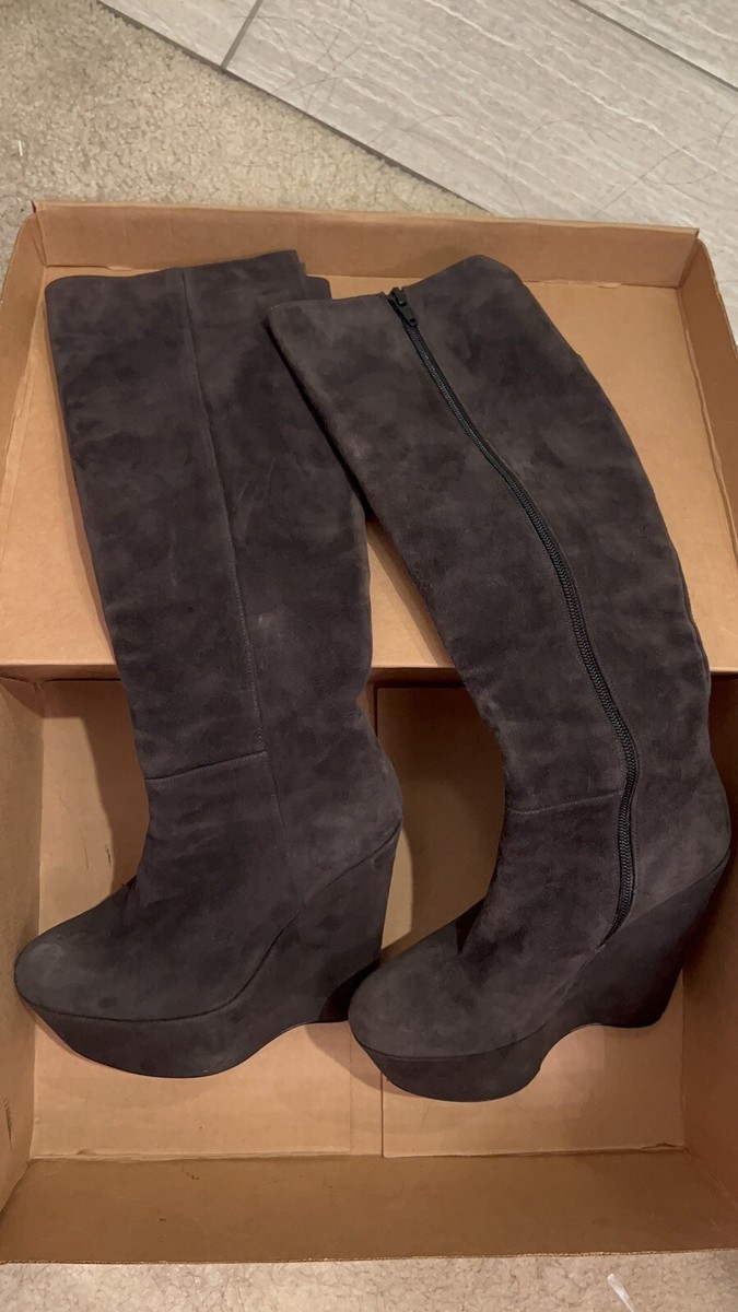 Stuart Weitzman Grey Suede Platform Women's Size Leather Boots