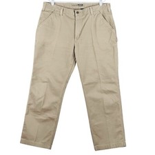 Carhartt Men's Tan Utility Work Twill Pants Size 40x30 Relaxed Fit Carpenter