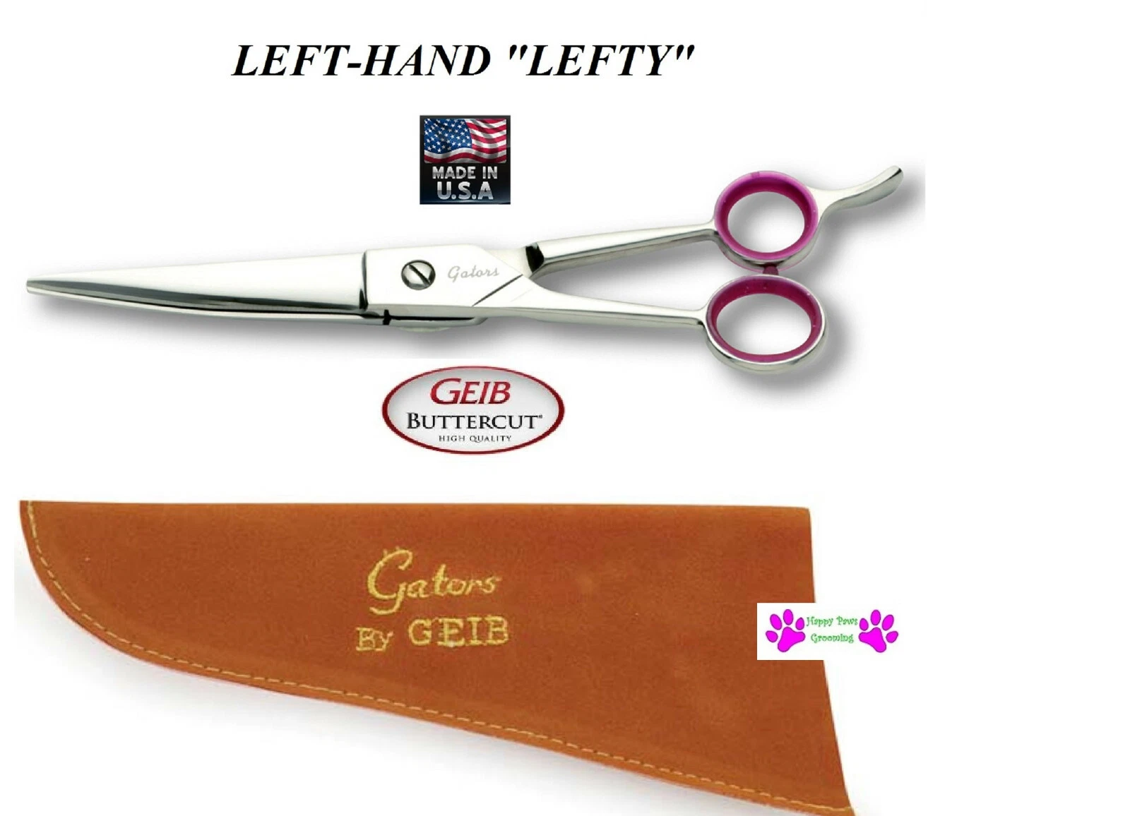 Geib Gator Buttercut CURVED SHEAR 7 1/2"LEFTY LEFT HANDED Scissor *PET GROOMING