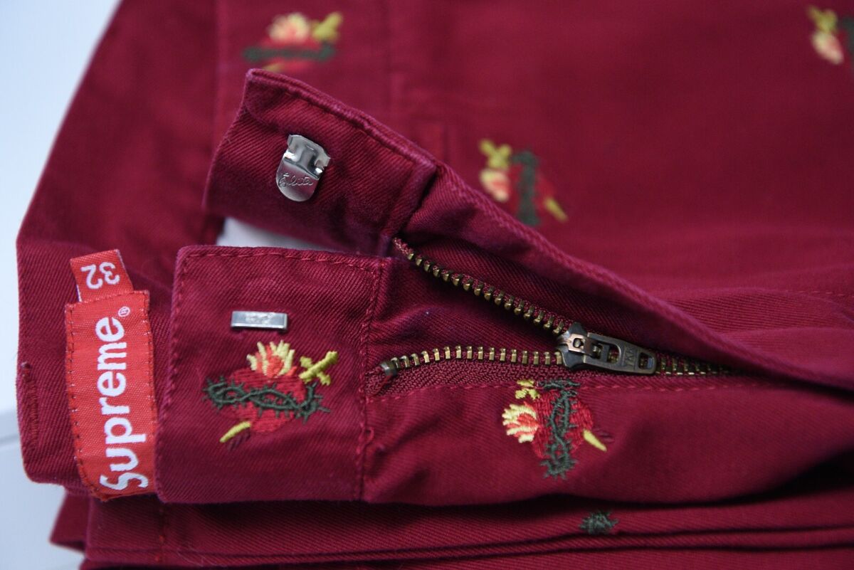 Supreme Sacred Hearts Light Burgundy Work Pants Mens 32 FW17 Supreme Sacred Hearts Light Burgundy Work Pants Mens 32 FW17