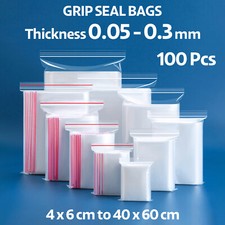 GRIP SEAL BAGS Self Resealable Clear Polythene Poly Plastic Zip Lock All Sizes