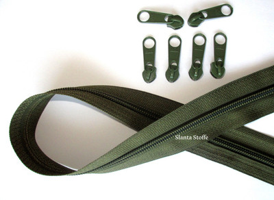 5m Reißverschluss endlos, Spirale 5mm + 10 Schieber/Zipper 27 Farben, Meterware