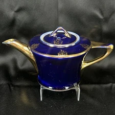 Vintage 1930's FRAUNFELTER CHINA Cobalt Blue & Gold Teapot