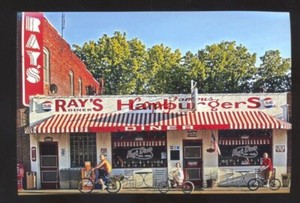 EXCELSIOR SPRINGS MISSOURI RAY'S HAMBURGER RESTAURANT POSTCARD COPY