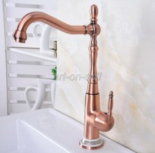 Antique Red Copper Kitchen Bathroom Sink Faucet Basin Swivel Spout Taps anf627