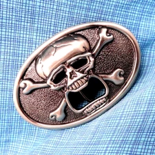 Skull Crossbones Belt Buckle Biker Cowboy Bottle Opener Tailgater Kalan  .SHY371