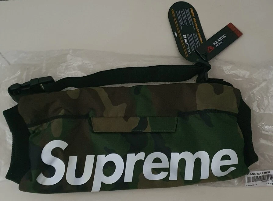 Chauffe mains FW18 Supreme vert camouflage tissu Cordura Polartec neuf 