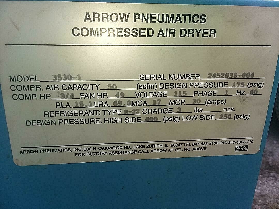 Arrow Pneumatics Inc. 35301 Compressed Air Dryer 50 SCFM eBay