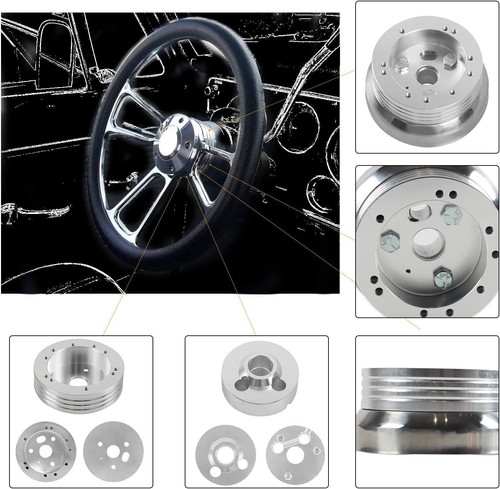 For GM Chevy 5 & 6 Hole Steering Wheel Polished Hub Adapter Flaming River Ididit - Picture 4 of 14