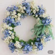 Handmade 14” Spring Flowers Wreath with 10” base
