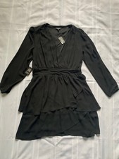 50% SALE Express - Black Chiffon Short Long Sleeve Dress - Women's Size 14 - NEW
