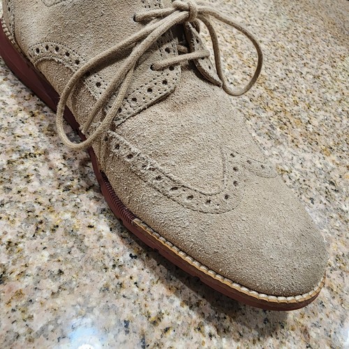 Zapatos Oxford Cole Haan Talla 8 Grandsprint Punta de Ala Para Hombres Beige Gamuza Cuero - Imagen 8 de 17