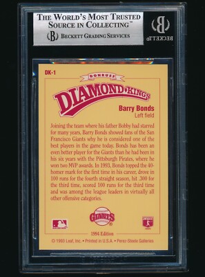 初版 無限の住人 1 1994 BECKETT 8.5 Blade of the 1994 Donruss Diamond Kings #DK1 Barry Bonds BGS 8.5 | eBay