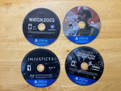 Lot of 4 PS4 games DISC ONLY Sony PlayStation 4 Watch Dogs Injustice 2