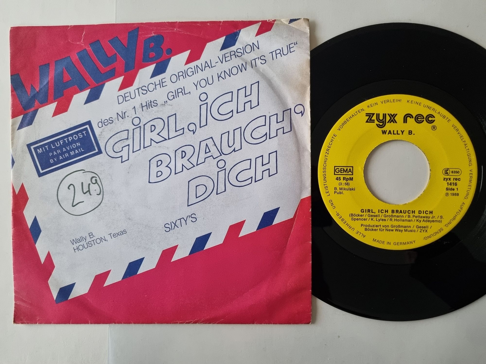 Wally B. - Girl, ich brauch' dich 7''/ CV Milli Vanilli - Girl you know it's tru
