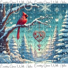 20oz Skinny Tumbler Sublimation Transfer Cardinal Winter Ready To Press