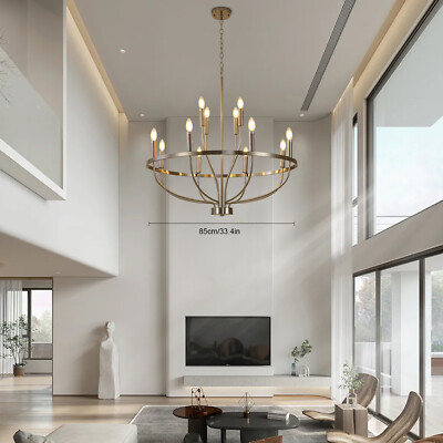 Farmhouse Industrial Chandelier Dining Rooms Round Pendant Light Fixture Decor