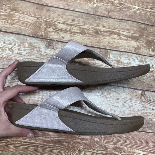 FitFlop Rose Gold Thong Flip Flops Sandals Womens Size 10 143-137 Slip On Shoes - Picture 2 of 15