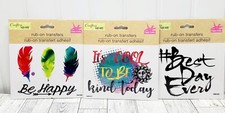 Lot of 3 Rub On Transfers Be Happy Cool To Be Kind Best Day Ever Crafters Square