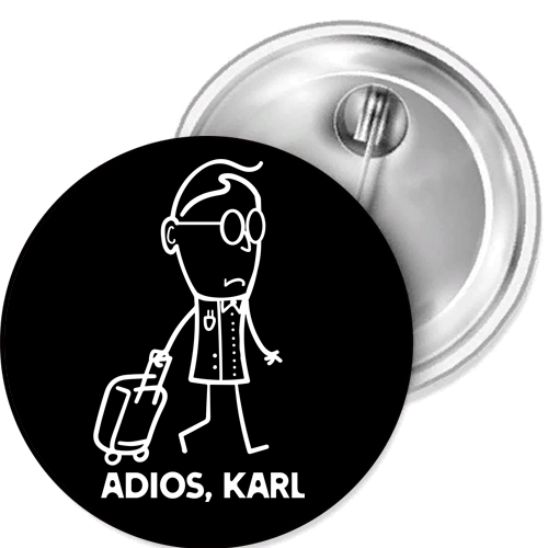 Adios Karl Plandemie Corona Hoax Button Anstecker Aufkleber Flaschenöffn Spiegel - Picture 1 of 4