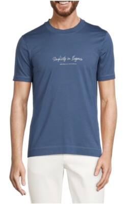 Tシャツ・カットソー BRUNELLO CUCINELLI Logo T-shirt Blue New Brunello Cucinelli Men Simplicity In Elegance Logo Blue