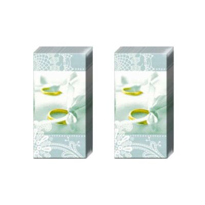 Romantic Moments Ringe Hochzeit Papier Taschentücher 21 cm qm 4-lagig 2 Packungen