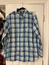 Chaps Men’s Performance  Blue Plaid Long Sleeved Dress Shirt Size Large Stretch