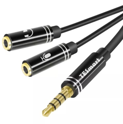 TESmart 2in1 Stereo AUX Kabel 3,5mm Stecker auf 2 Buchsen Splitterkabel vergoldet