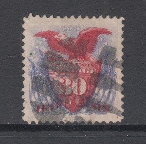 US-Sc-121-used-1869-30c-ultra-amp-carmine-Shield-Eagle-amp-Flags-VF-Appearing