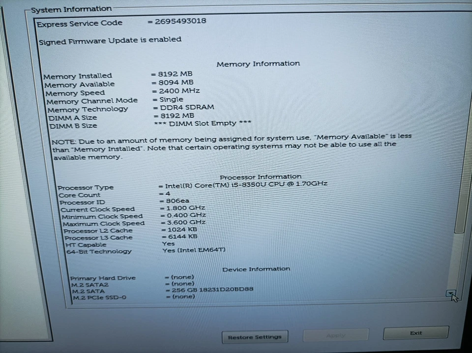 Dell Latitude 5490 14," Notebook Intel Core i5-8350U 8GB 256GB SSD Win11 Pro N18 - Bild 2 von 4