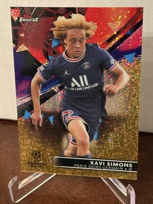 2021-22 Topps Finest UEFA Champions League Xavi Simons Gold Speckle #82.  50 PSG