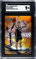 2022-23 Bowman University Best #74 Zach Edey Orange Ref. 16/25 SGC 9